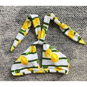 Aerie Lemon High Neck Bikini Swim Top